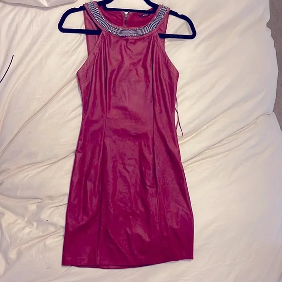 Gorgeous Guess red soft leather like mini dress!